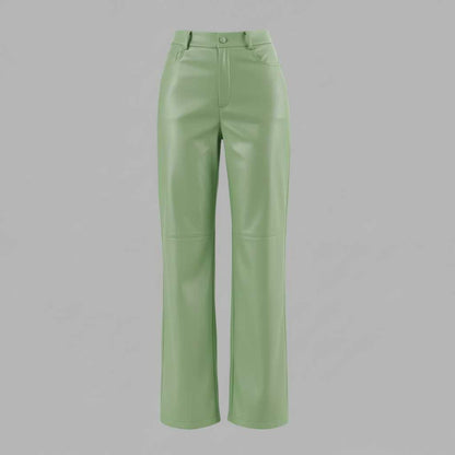 High Waist Wide Leg Leather Pants | Women's Trousers