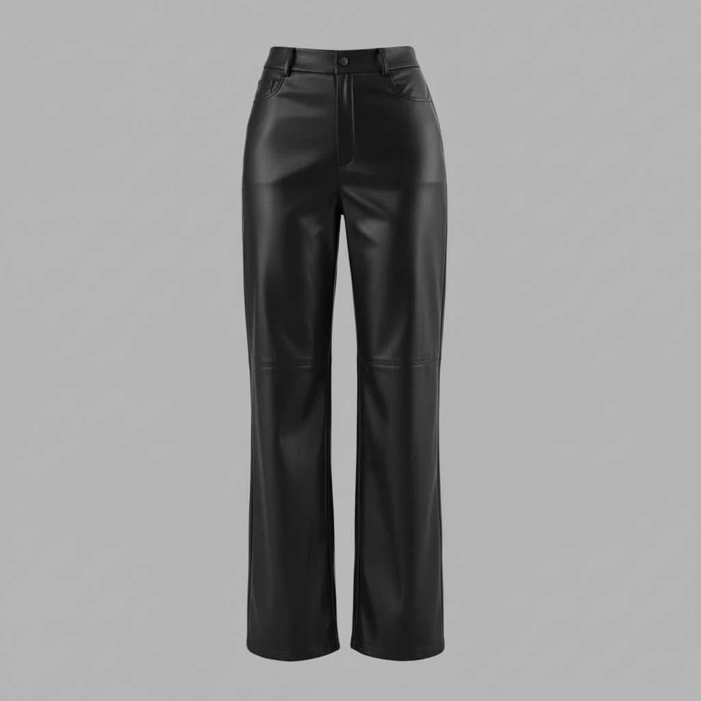 High Waist Wide Leg Leather Pants | Women's Trousers