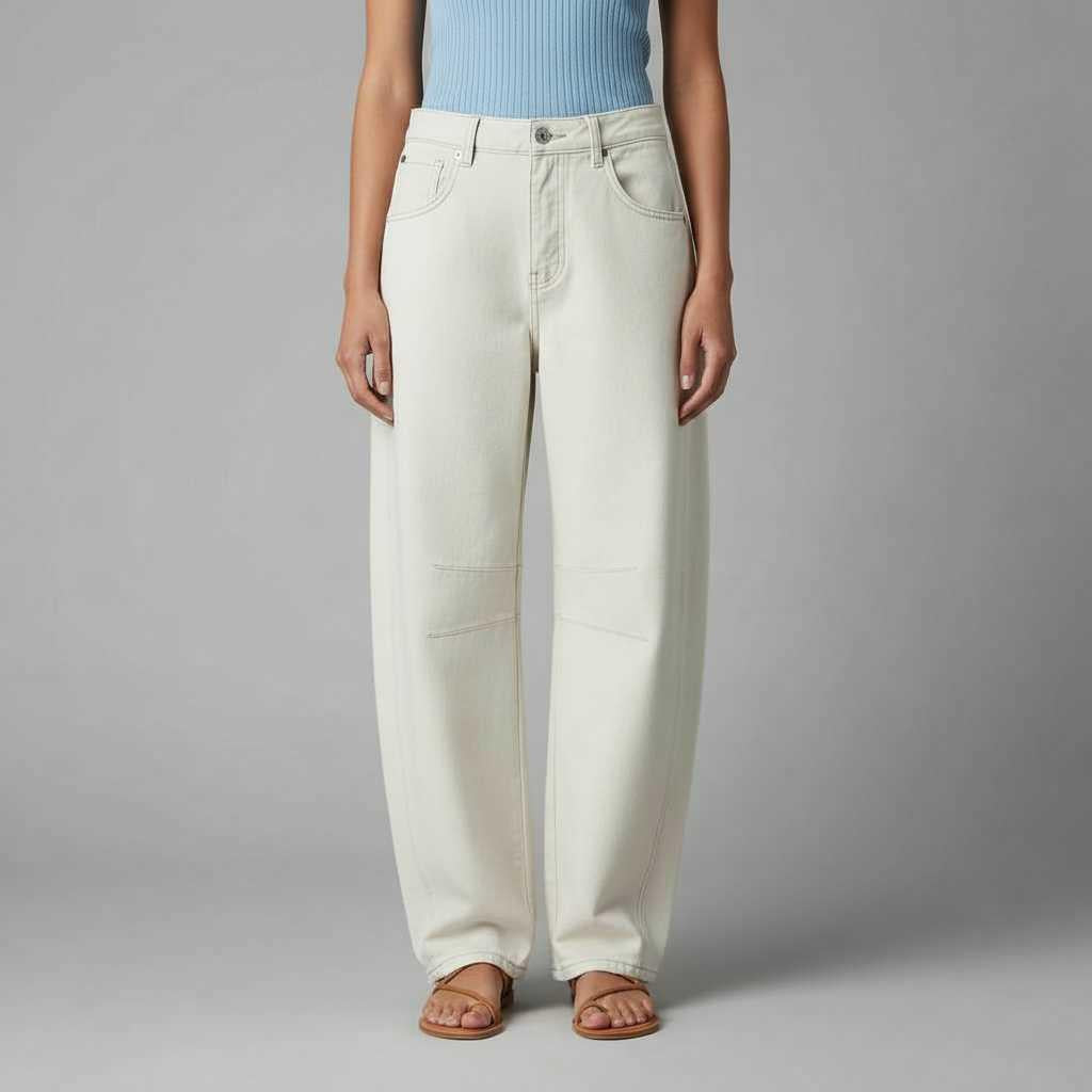 Leopard Print Barrel Jeans | Women's Casual Denim Trousers