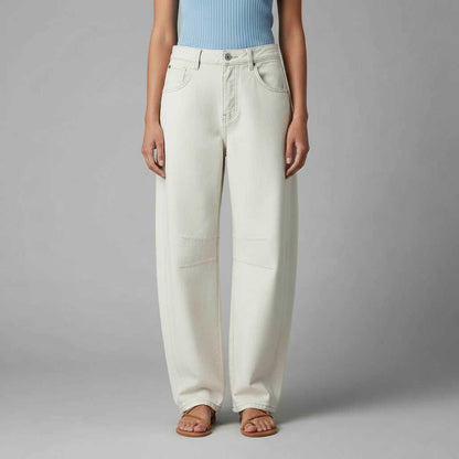 Leopard Print Barrel Jeans | Women's Casual Denim Trousers