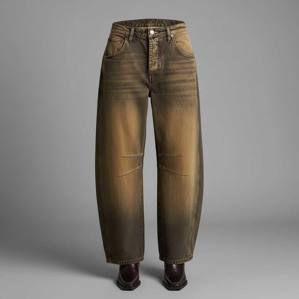 Leopard Print Barrel Jeans | Women's Casual Denim Trousers