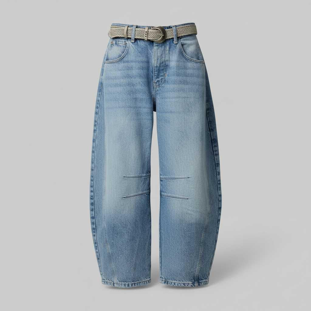 Leopard Print Barrel Jeans | Women's Casual Denim Trousers