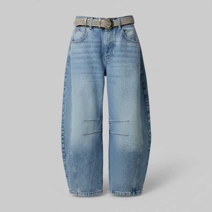 Leopard Print Barrel Jeans | Women's Casual Denim Trousers
