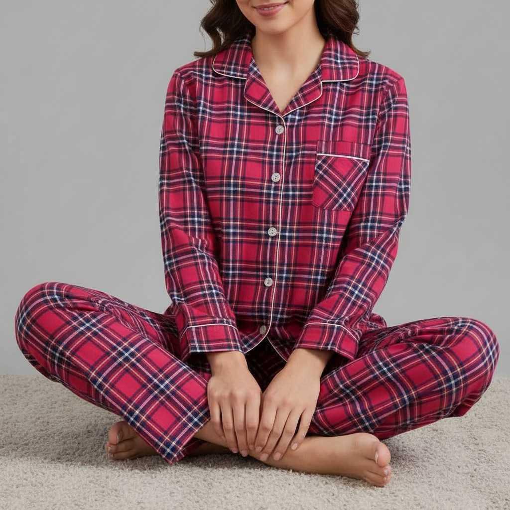 Plaid Cotton Flannel Pajama Set | Women's Sleepwear