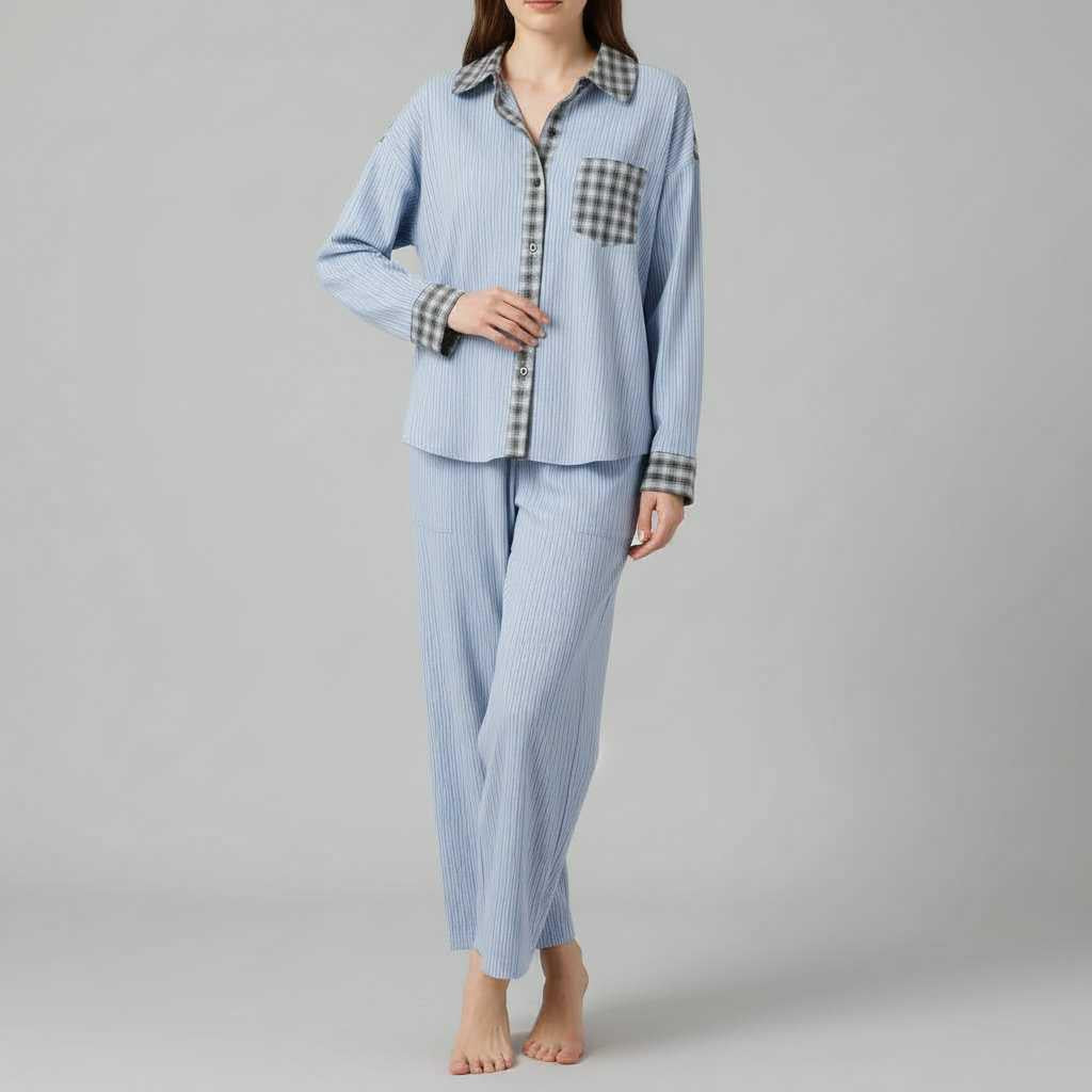 Women's Pajama Set | Long Sleeve Shirt and Trousers